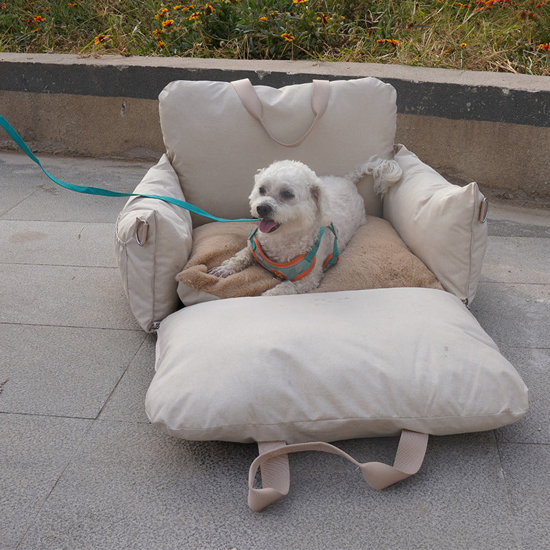 Linen Safety Seat Dog Bed